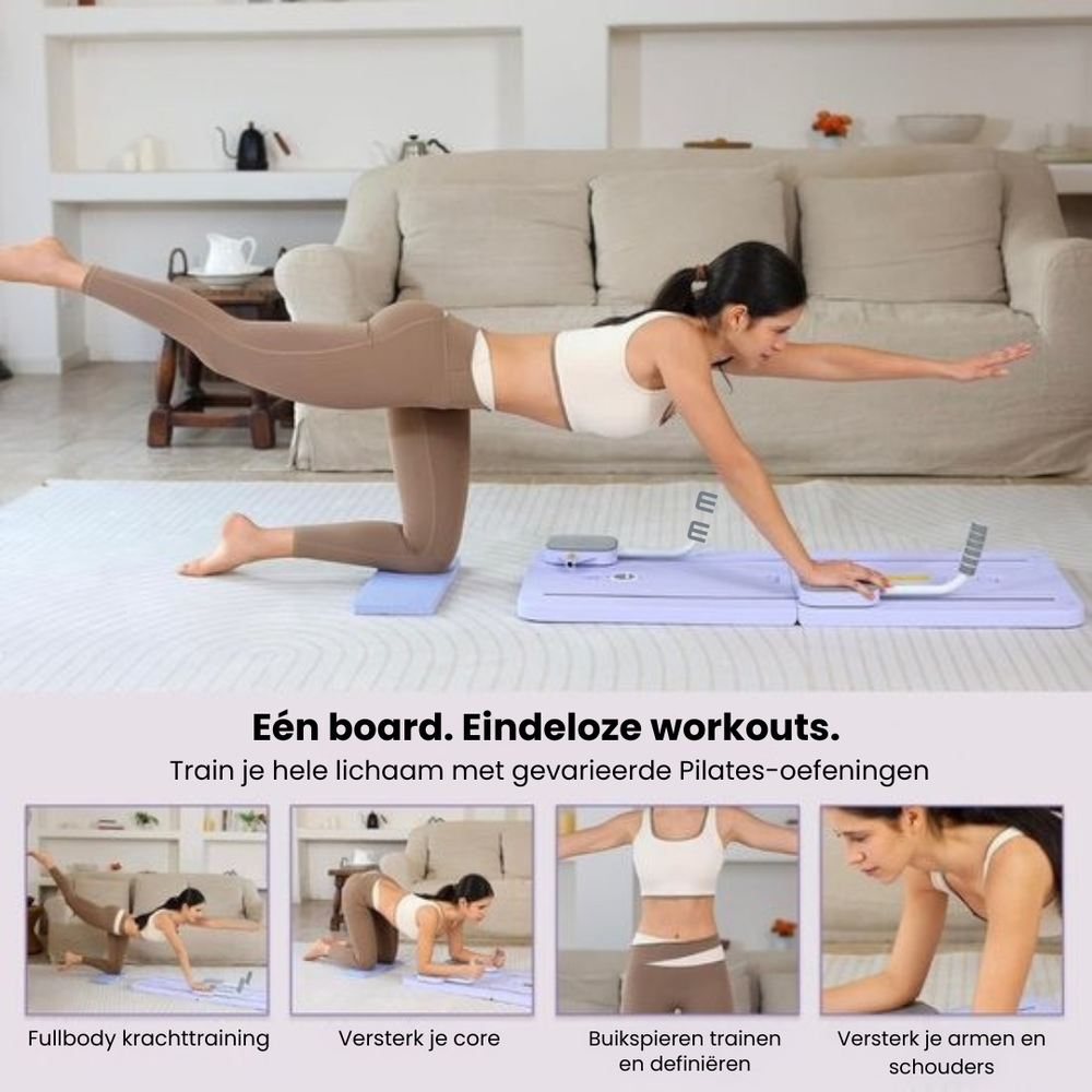 Pilates Board 8-in-1 – Opvouwbare Reformer voor Thuis | Core & Full-Body Training