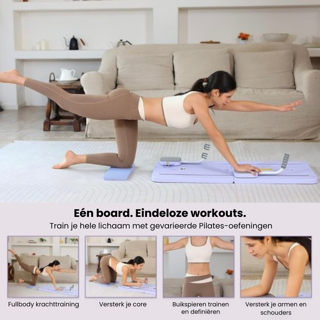 Pilates Board 8-in-1 – Opvouwbare Reformer voor Thuis | Core & Full-Body Training