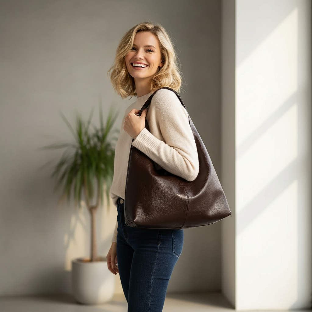 Vintage-Style Shoulder Bag van Vegan Leer – Slouchy & Stijlvol