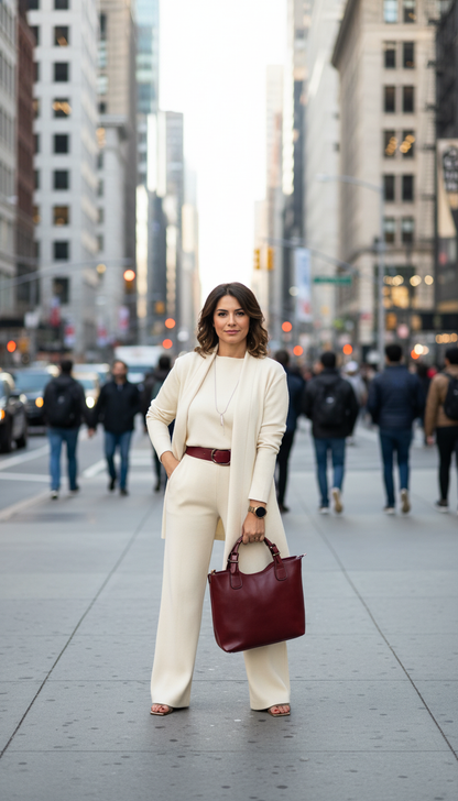 Stijlvolle Drie-Delige Damesensemble met Zachte Fit