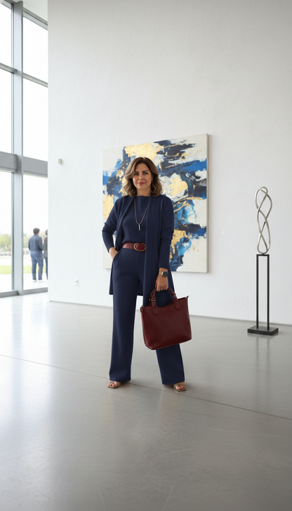 Stijlvolle Drie-Delige Damesensemble met Zachte Fit